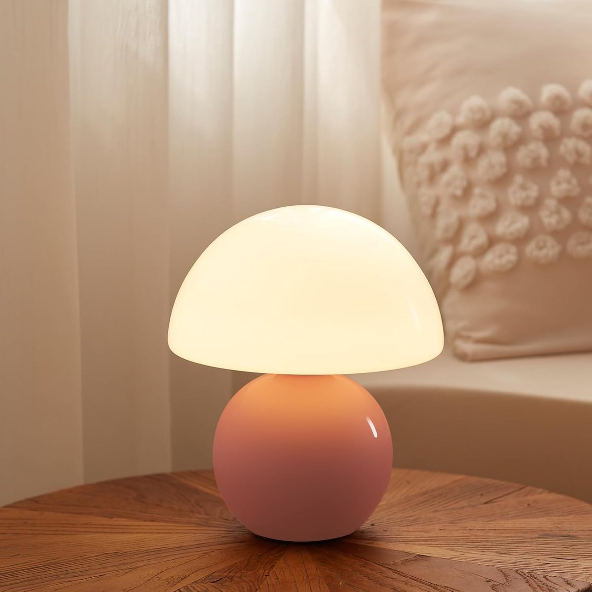 Paddestoellamp Tafellamp - Decoratieve Verlichting - Sfeerverlichting - Dimbaar Met Snoer - 15x15x20cm - Roze