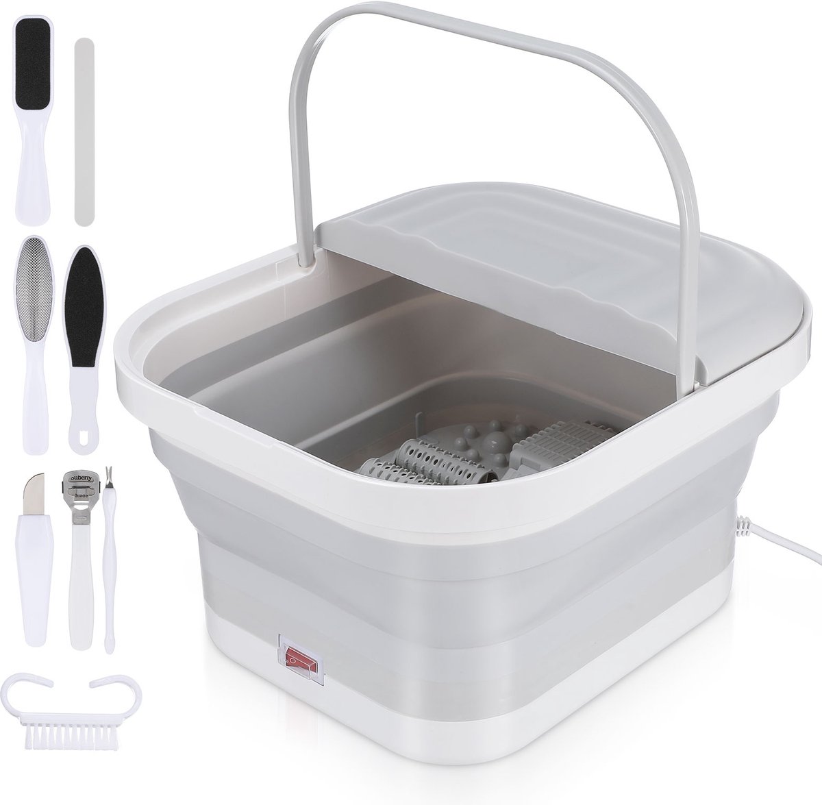 Opvouwbaar Voetenbad met Warmte & Massagerollers – Inklapbare Spa Emmer voor Thuis – Elektrisch Voetbad met Constante Temperatuur (45°C) – Draagbaar Pedicure Bad voor Ontspanning – EU-stekker