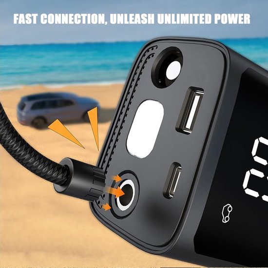 Elektrische fietspomp - Scooter Motor Auto - 4000 mAh - Draagbare luchtcompressor bandenpomp - Tot wel 10.3 bar - USB oplaadbaar — afbeelding 3