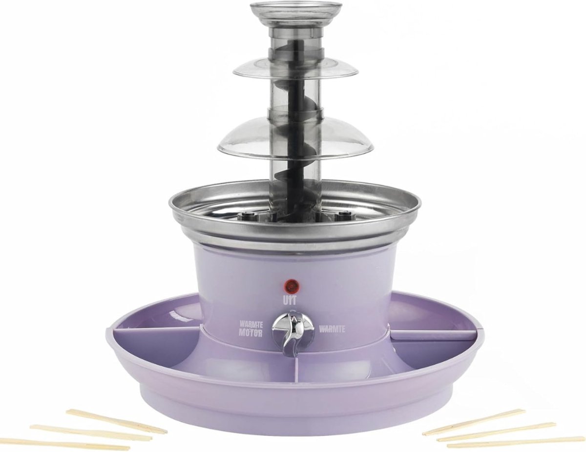 SVN® Chocoladefontein - Fonteinset - Chocofontein- Inclusief Smeltpot - Paars - 26cm x 26cm x 28cm
