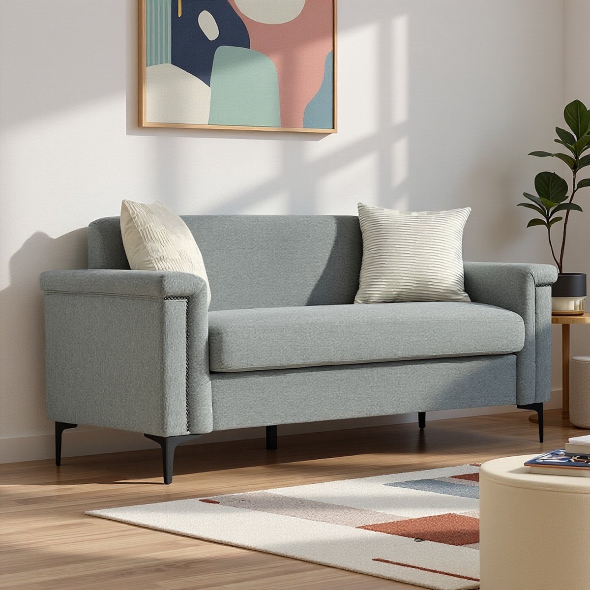 HAUSS SPOLE 2-Zitsbank - Scandinavisch Design - Comfortabele En Stevige Zitbank - Voor Woonkamer En Appartement - Lichtgrijs