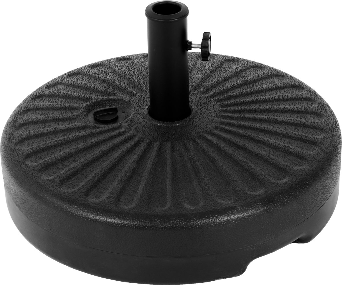 OKWISH Parasolvoet – Verzwaarbaar Tot 19 Liter Of 38 Kg – Kunststof En Staal – Zwart – Voor Tuin Balkon En Terras