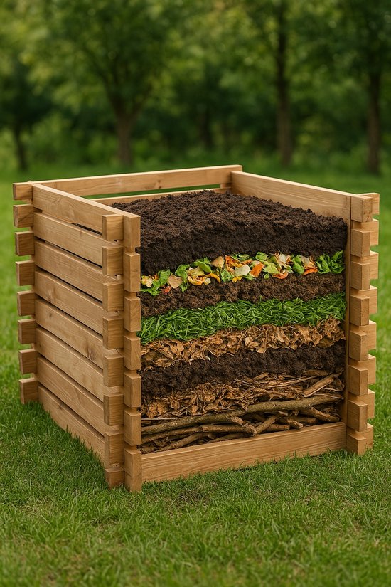 Houten Compostbak 500 l- 80x80cm.– Eenvoudig te Monteren Compostvat ...