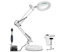 10x Vergrootlamp met LED – 4.3" Glazen Lens – Verstelbare Bureaulamp met Klem en Voet – Dimbaar – Voor Precisiewerk, Solderen, Reparatie en Hobby