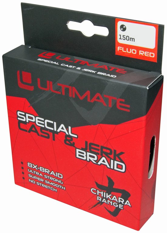 Ultimate Special Cast & Jerk Braid Fluo Red 0,25mm 18kg 150m - Gevlochten Lijn van Merkloos — afbeelding 4