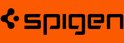 Spigen logo op oranje achtergrond.