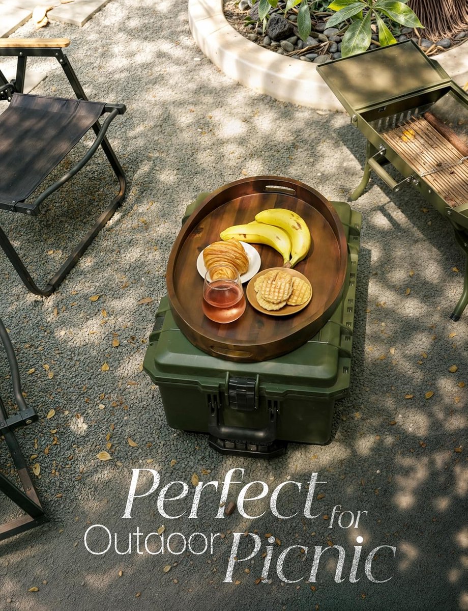 Ovale Houten Dienblad - Serveerschaal Met Handvatten - Ontbijt Op Bed - Extra Groot Forma - 50x35 Cm - Walnoot — cadeau in Cadeau-ideeën - foto 5