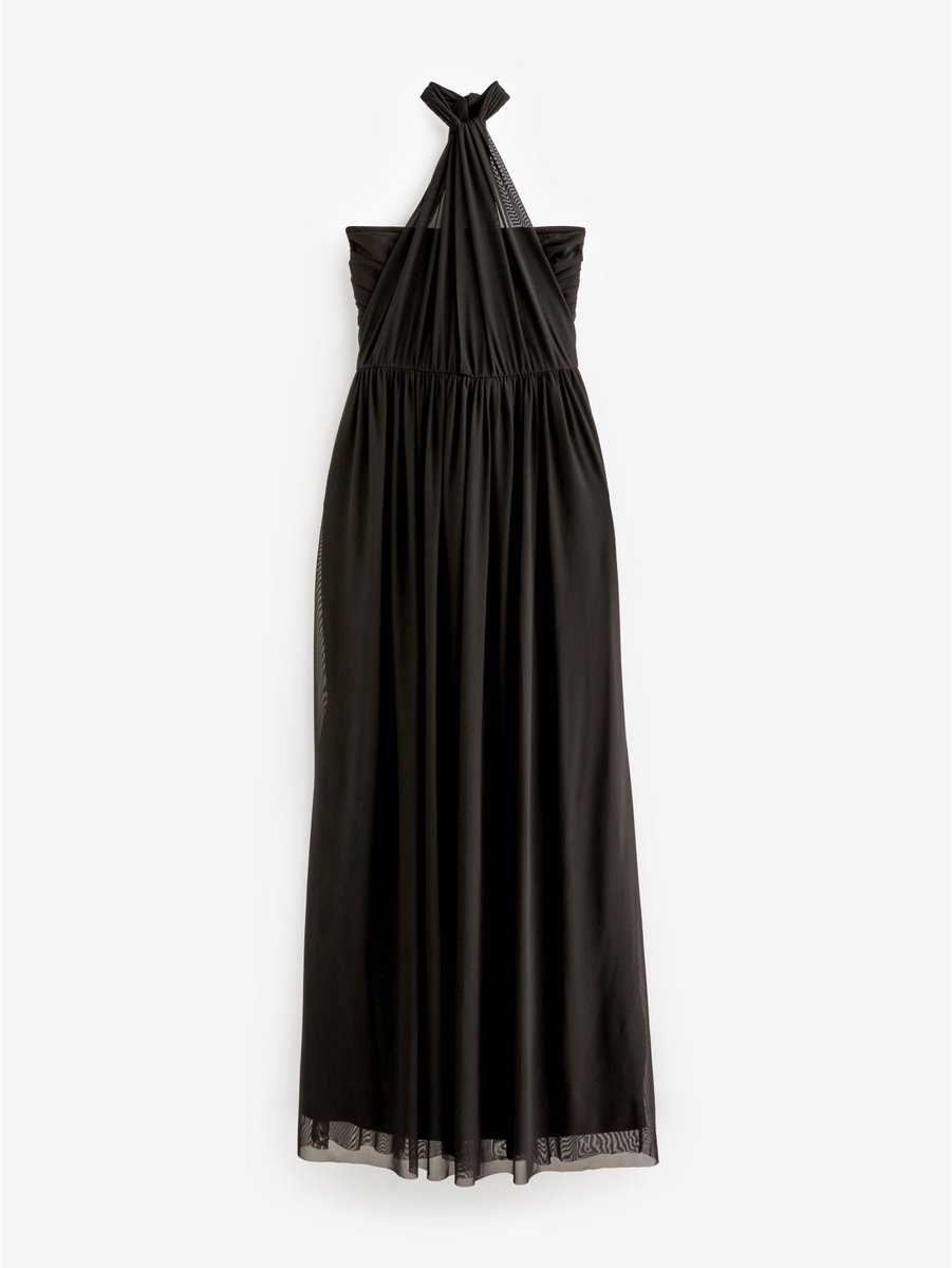 Next - Dames - Mesh multiway maxi-jurk voor bruidsmeisjes en bruiloftsgasten - Zwart