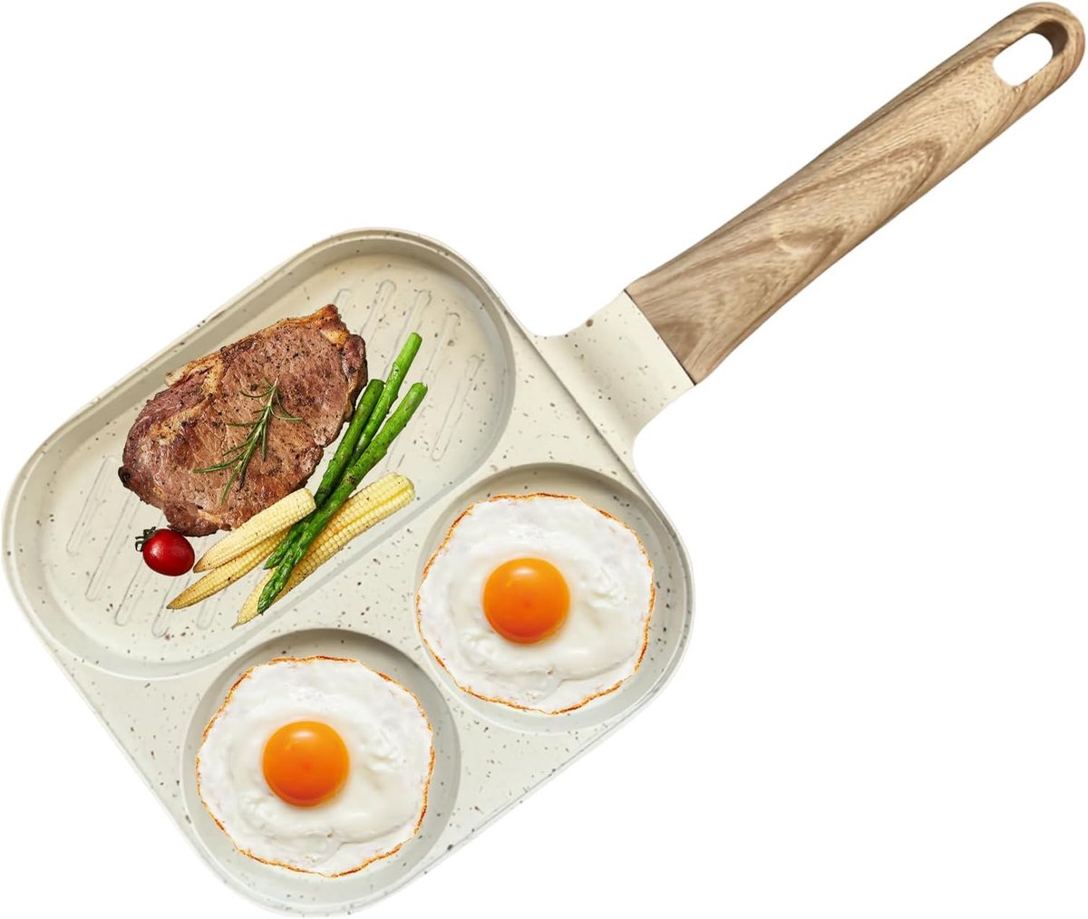 Pannenkoekenpan Koekenpan Omelet Ontbijt Bereiden 3-Kops Inductie 36.5 x 18.5 cm