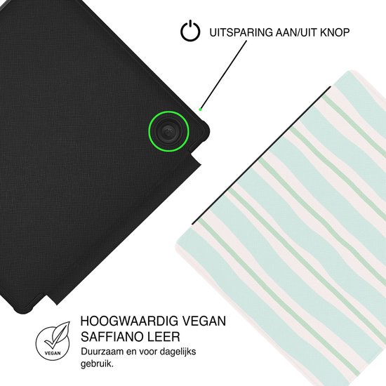 Lunso Geschikt voor Kobo Libra Colour hoesje (7 inch) - Vegan Saffiano Leren Sleep Cover - Soft Surf van Merkloos — afbeelding 4