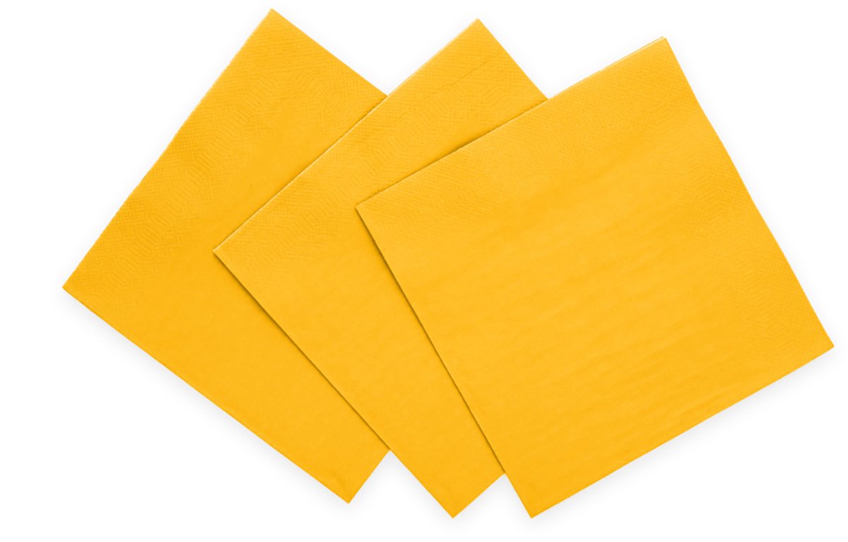 20x Servetten warm geel 3-Laags 33 x 33cm – Feestelijke Papieren Servetten – Sterk & Zacht