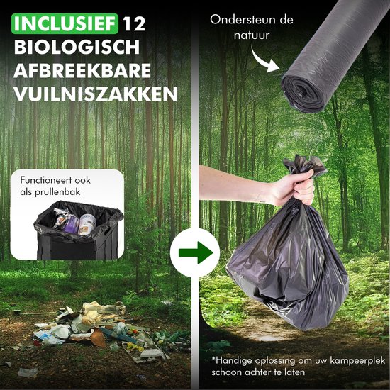 Travelhawk Camping Toilet - Toiletemmer - Draagbaar & Opvouwbaar - Inclusief 12 Biologisch Afbreekbare Zakjes en 10 Absorptie Zakjes - Ideaal voor Kamperen, Festivals & Outdoor van Travelhawk — afbeelding 4