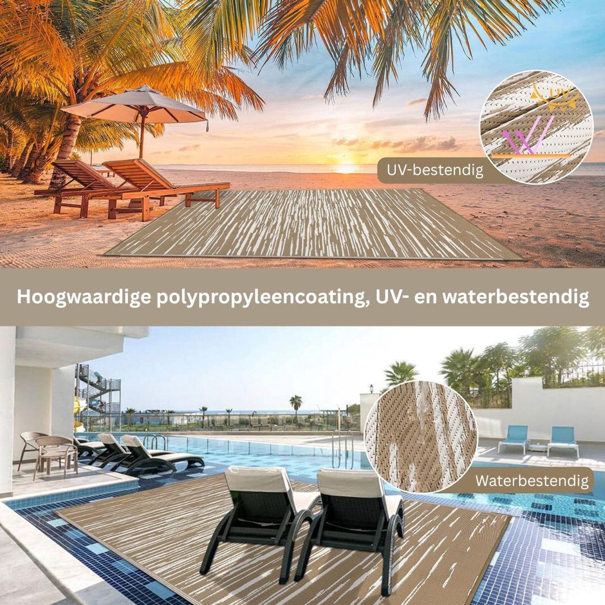 CLVP® Buitentapijt - Modern & Weerbestendig - UV-Bestendig - Bruin