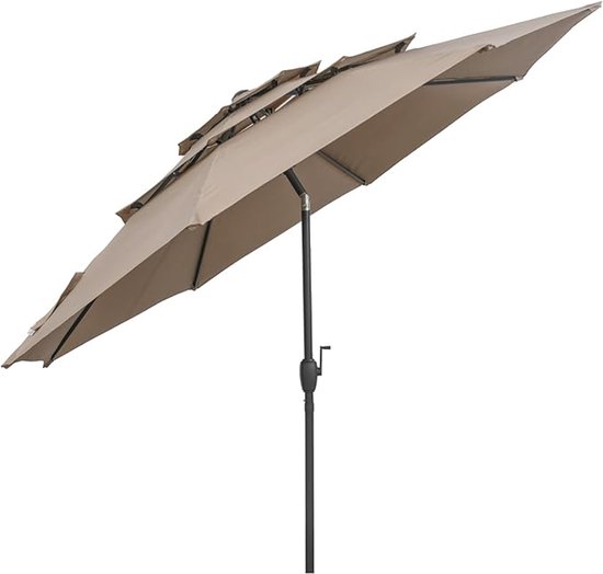 KOMFOTTEU Parasol 300cm - stokparasol - knikbaar - 3-laags Geventileerd Dak - tuinparasol - voor tuin, strand, balkon