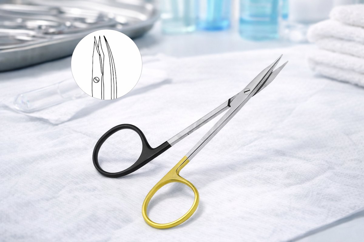Benelux Surgical Instruments / Stevens schaar 13cm gebogen super cut TC