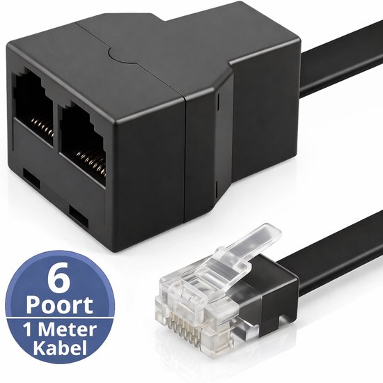 Twenty4seven® Passieve P1 Splitter XL - 6 Poort & 1 Meter - Geschikt voor HomeWizard & P1 Meter - RJ11(v) & 2x RJ11(v) - Wifi Verbruiksmeter Dongle - Laadpaal en Energiemeter