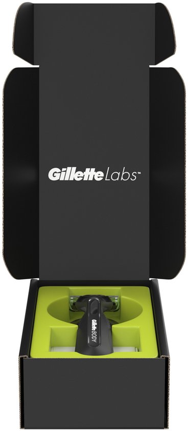 Gillette Labs BODY scheermes in open zwarte doos met groene inleg
