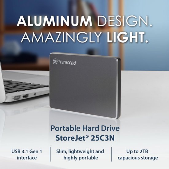 Externe Harde Schijf - Draagbare Opslag - Bestanden Back-uppen - Ultraslank Aluminium Ontwerp - 1TB Capaciteit - Ijzer Grijs — afbeelding 5
