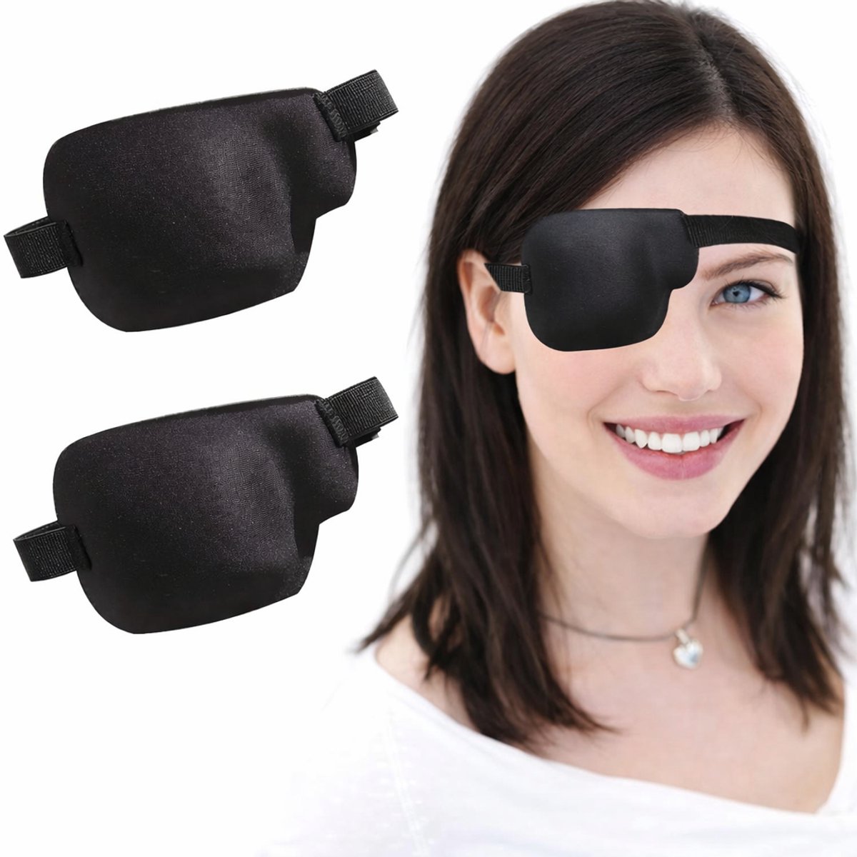 Aventrix 3D Ooglapje Rechteroog – 2 Stuks – Oogpatch Volwassenen – Oogmasker & Slaapmasker – Lui Oog Amblyopie – Zacht & Comfortabel – Verstelbaar – Na Operatie – Zwart