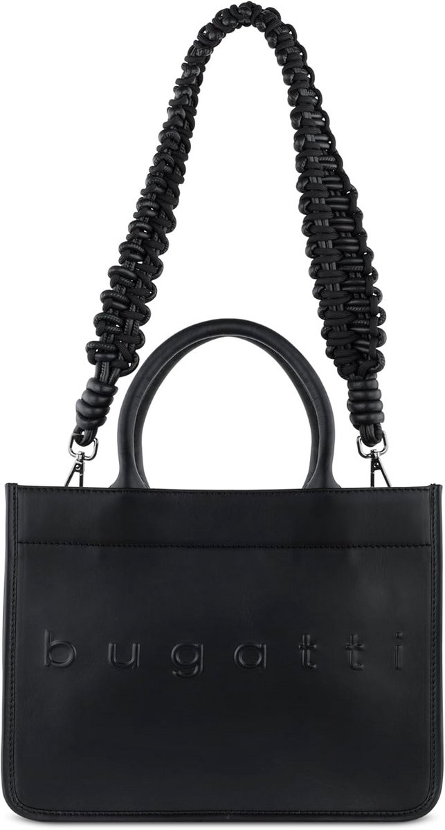 Leren Tote Bag - Handtas Schoudertas - Dagelijks Gebruik - Verwisselbare Riem - 29 x 22 cm - Zwart