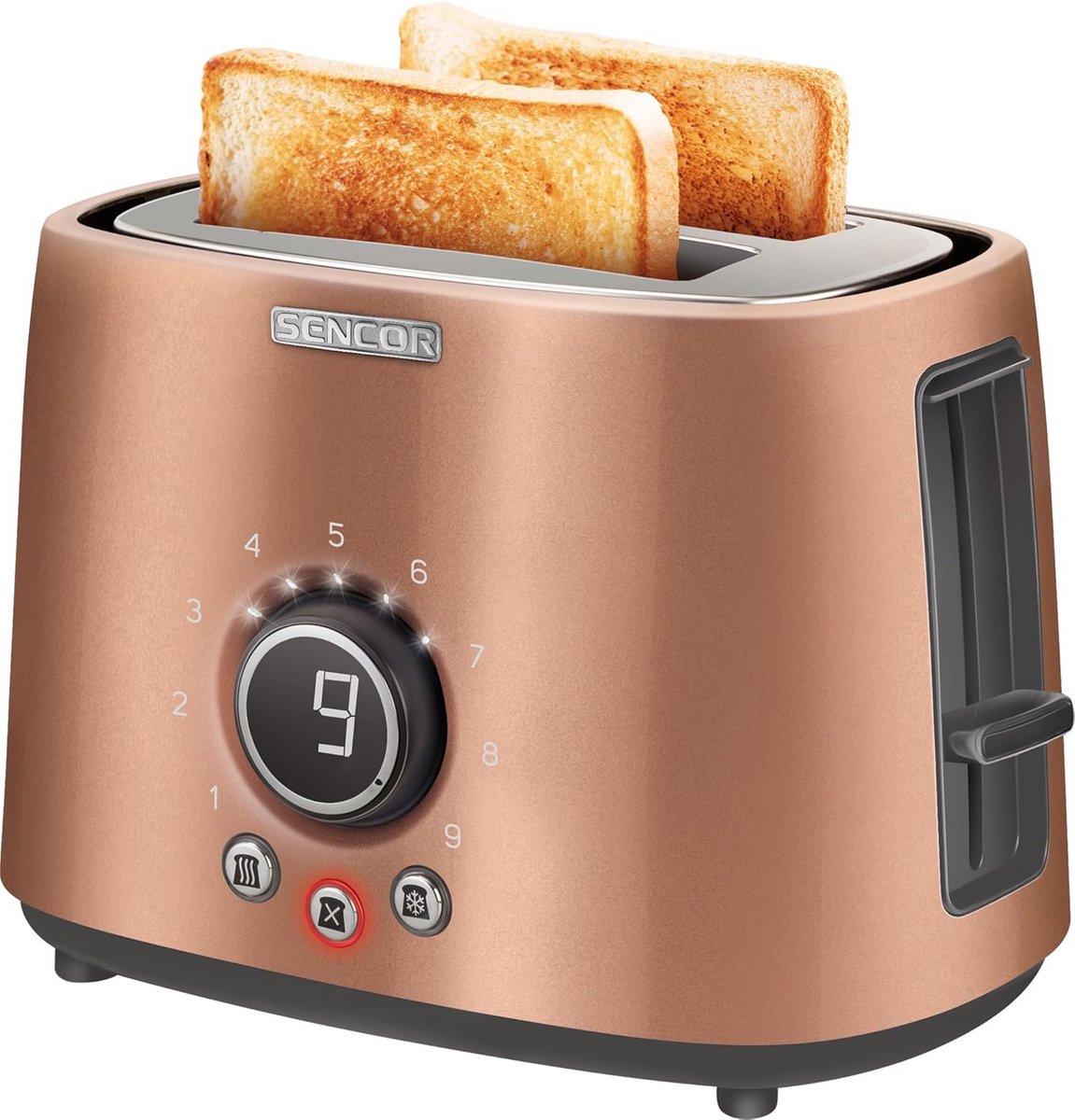 Broodrooster - Toastapparaat - Ontbijt Bereiden - 9 Toaststanden - 2 Sleuven - Koperkleurig