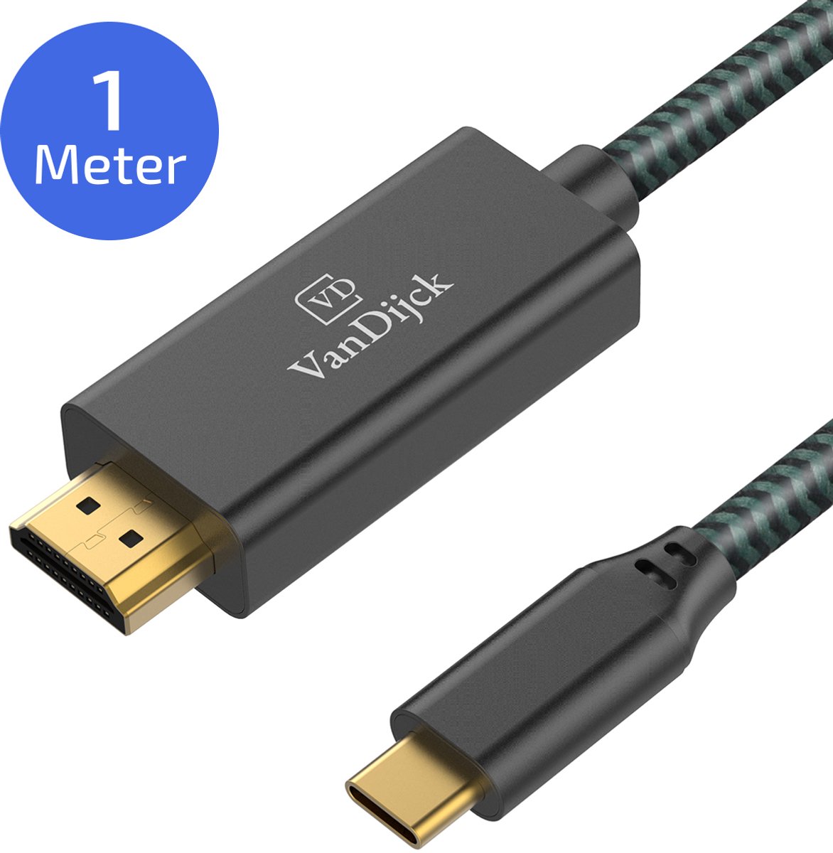 VanDijck USB C naar HDMI Kabel - 4K 60Hz - 1 Meter - Grijs