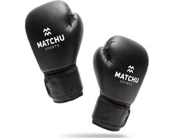 Matchu Sports - Bokshandschoenen - Kickbokshandschoenen - 16 oz - Bokshandschoenen dames en heren - 4 seizoenen - Zwart