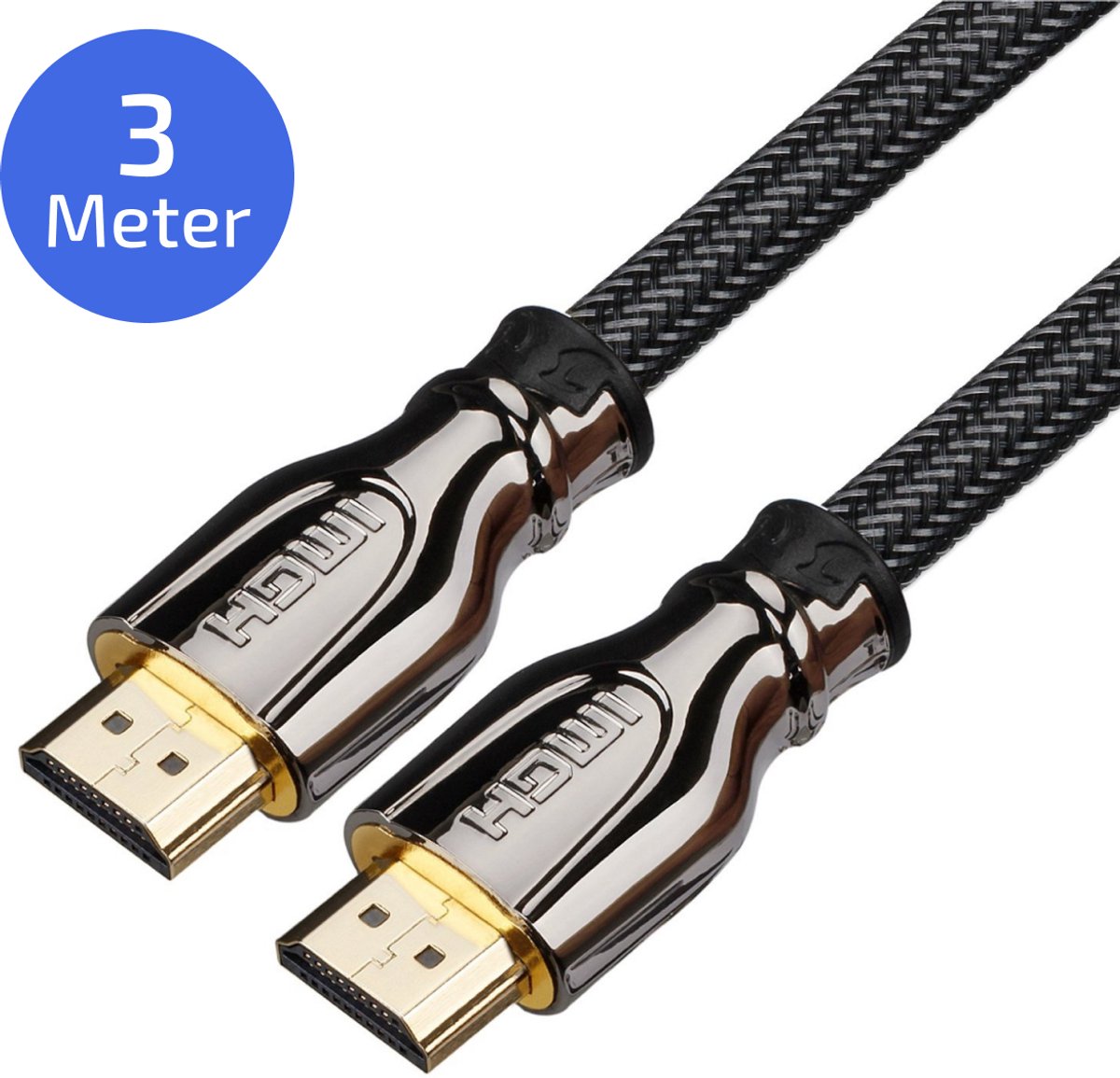 HDMI 2.0 Kabel 3 Meter - Ultra HD 4K High Speed (60/120/240Hz) - Vergulde Connectoren - 18GBPS - Premium 3D - TV - PC - PlayStation 4 - Xbox One