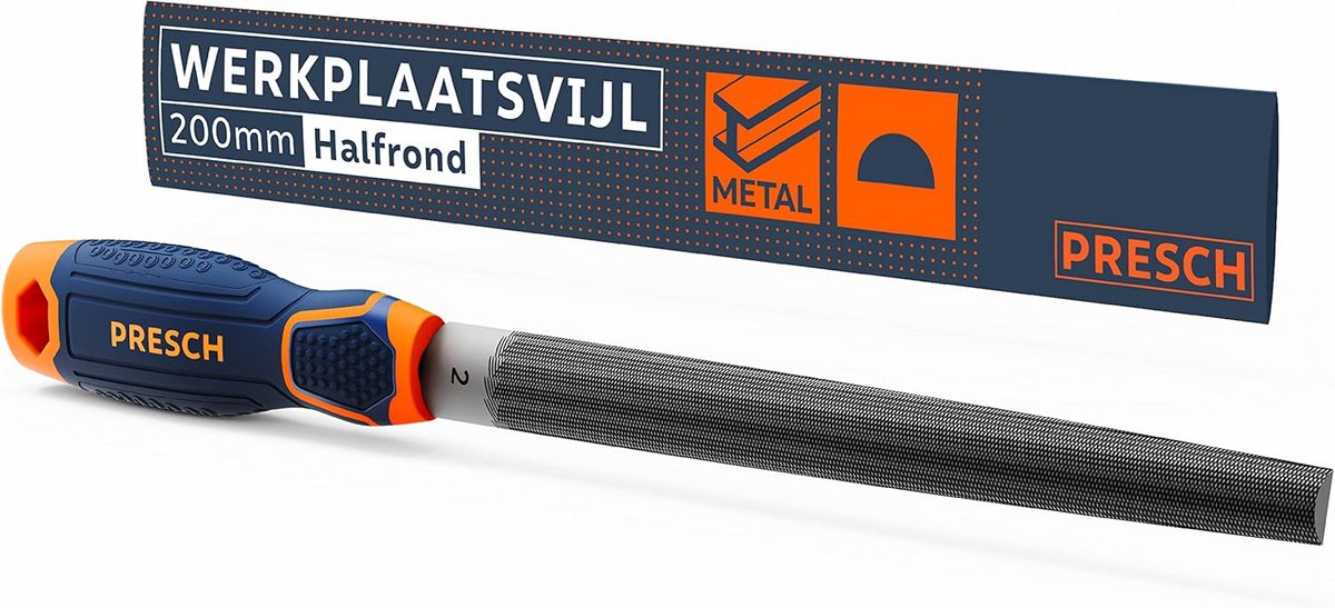 Werkplaatsvijl Halfrond - Metaalvijl Houtvijl - Metaal Bewerken - Voor Rondingen Rechte Lijnen - 200mm Lengte