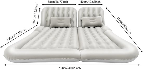 Mosh Stories Opblaasbaar Automatras - SUV-luchtmatras Voor Kofferbak - Inclusief Pomp, Kussens, Draagtas En Accessoires - Grijs — afbeelding 5