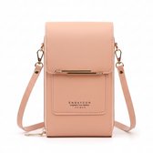 Caimco Endaycon Sac à Téléphone avec Écran Tactile - Petit Sac Bandoulière Crossbody pour Téléphone & Cartes - Avec Poches Zippées - Aspect Cuir - Rose