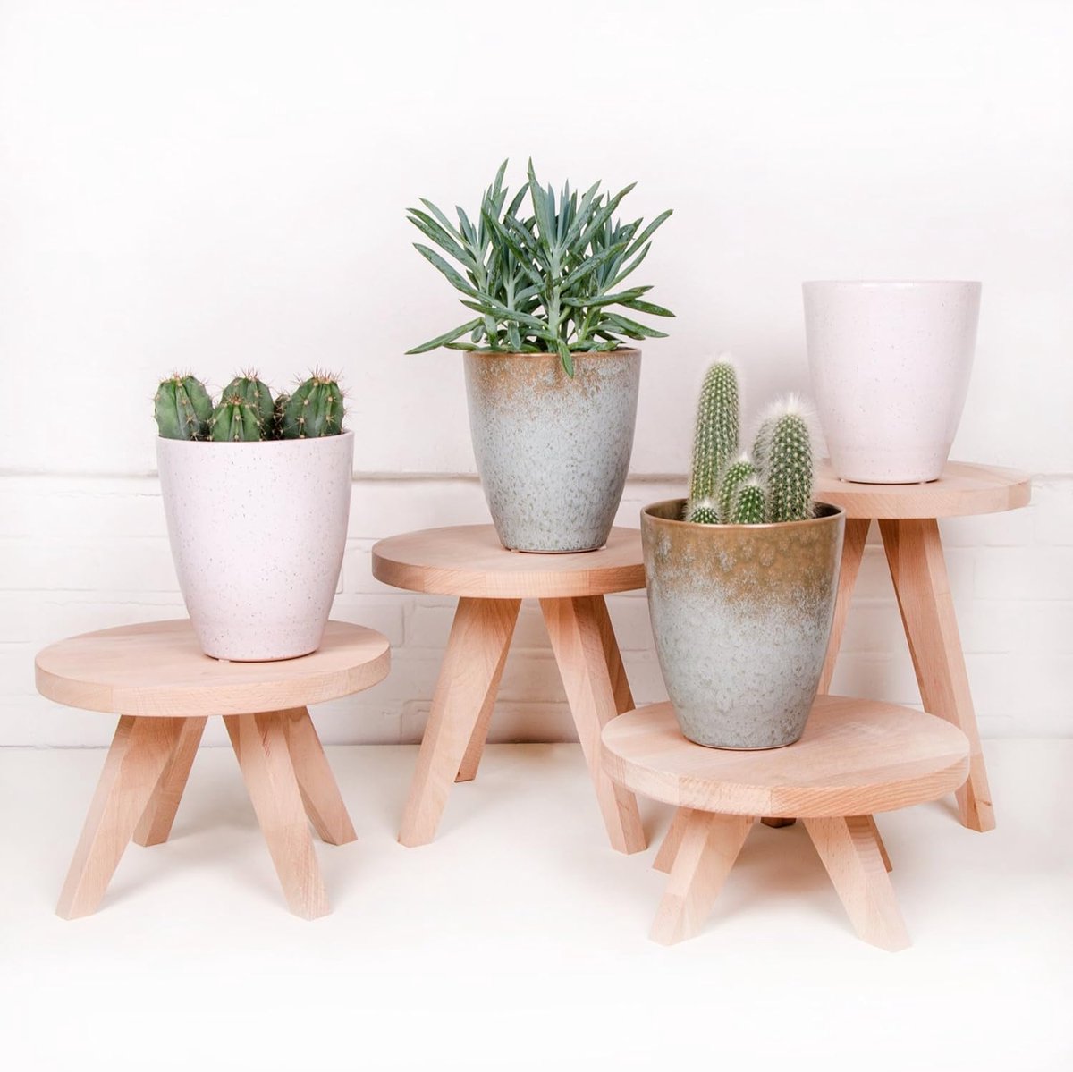 Fondo Plantentafel voor binnen - Plantenstandaard - Plantenkruk - Krukje - Hout - 25 x 17 cm
