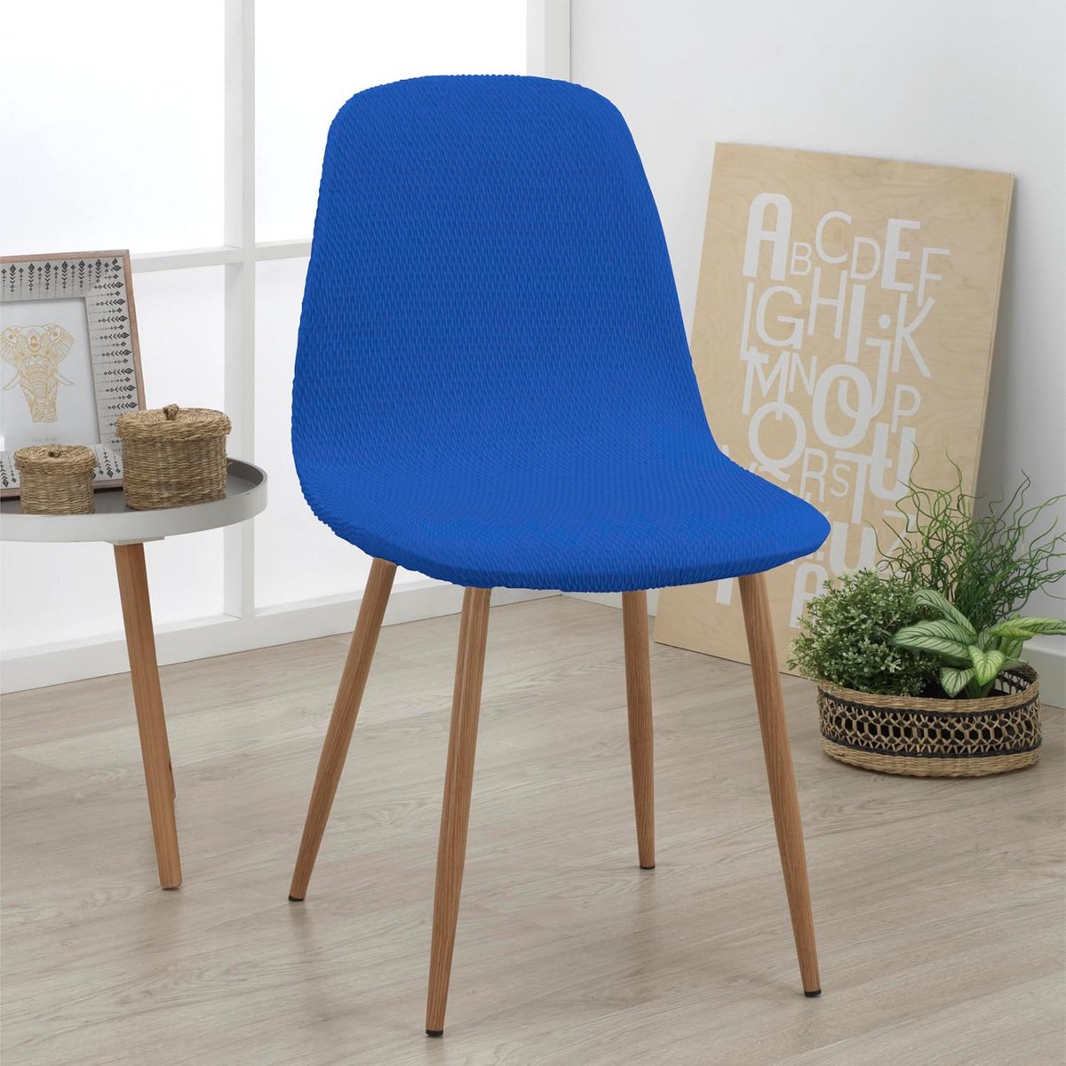 Set van 2 Elastische Stoelhoezen Blauw