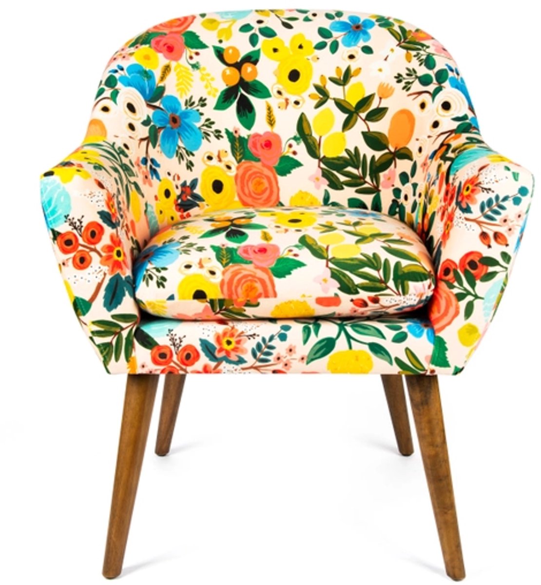 Excelsa Fauteuil Excelsa Fiori Frida 70,5x65x83 cm Hout En Polyester Veelkleurig