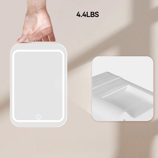 Puluomis Mini koelkast - 4L - Skincare Fridge - LED-verlichting - Make-up Koelkast - DC 12/24V & AC 220-240V - Koelen & Verwarmen - Wit van Merkloos — afbeelding 2