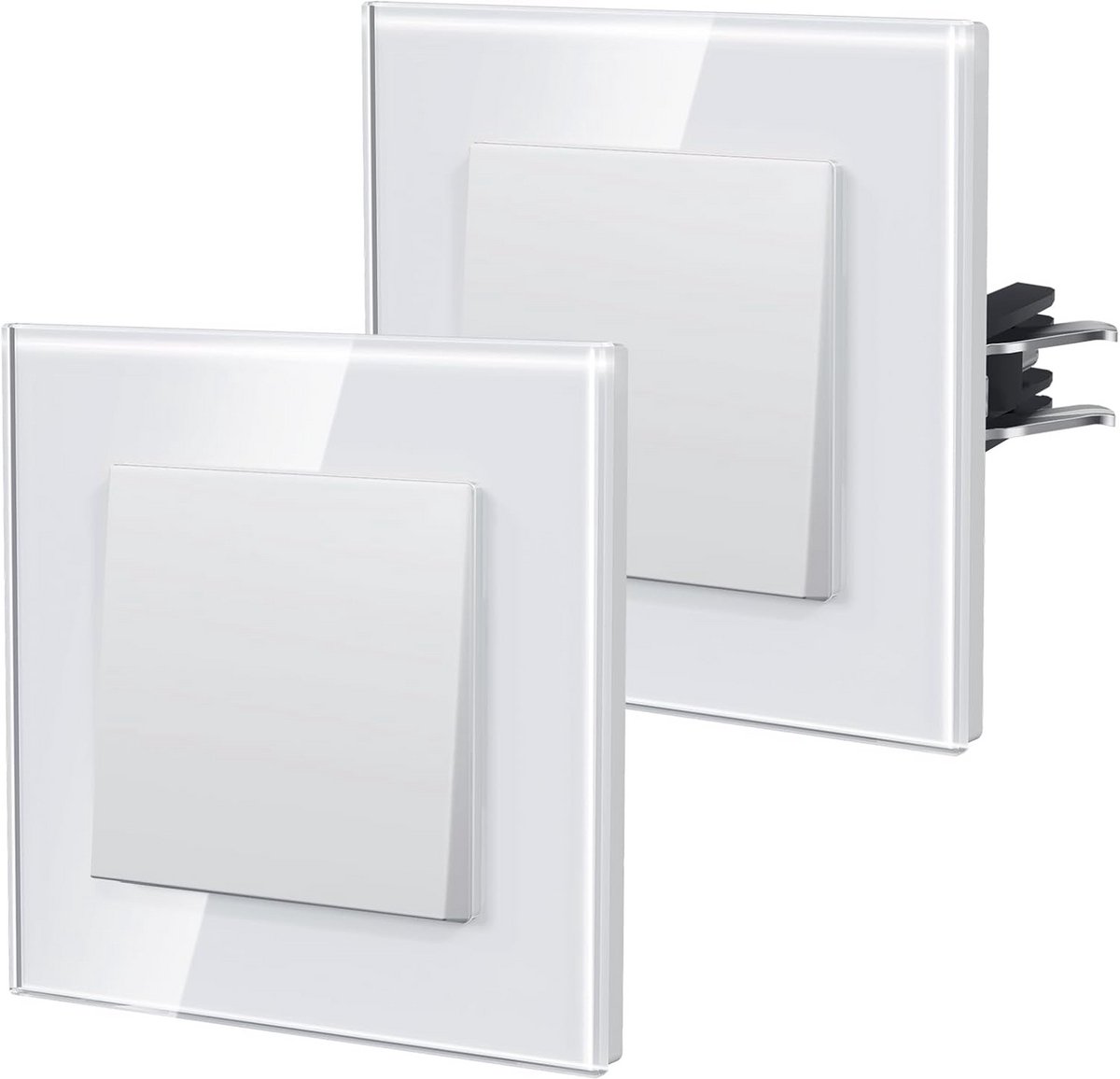 Wandlichtschakelaar Glas Wit 1-polig Inbouw Set van 2