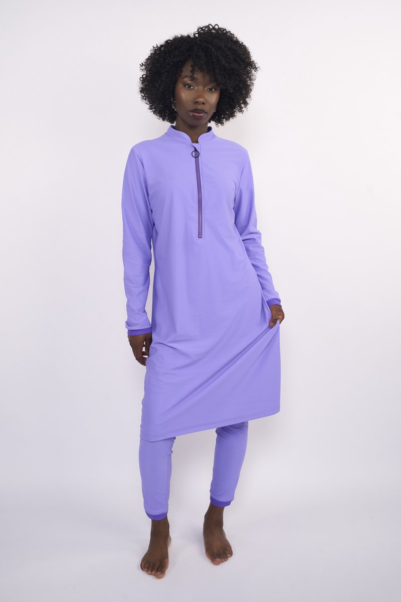 CHAY SOFIA VIOLET SET Maat XXL - Paars -Burkini - Boerkini - Bescheiden -Zwemkleding - Sportkleding - legging - Tuniek - Badpak - Badkleding - Sportset - Gymkleding - Vrouwen- Dames - Zwemset - 3 delige