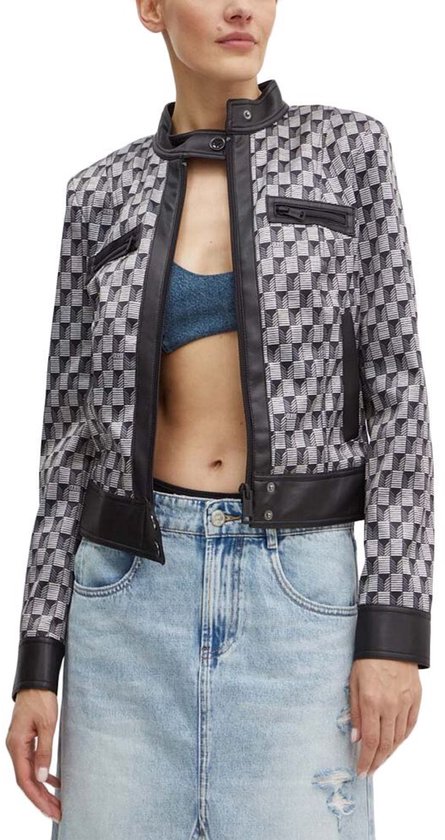 GORGLITTER Crop Damesjas, leren jas met capuchon, PU-leer, buikvrije