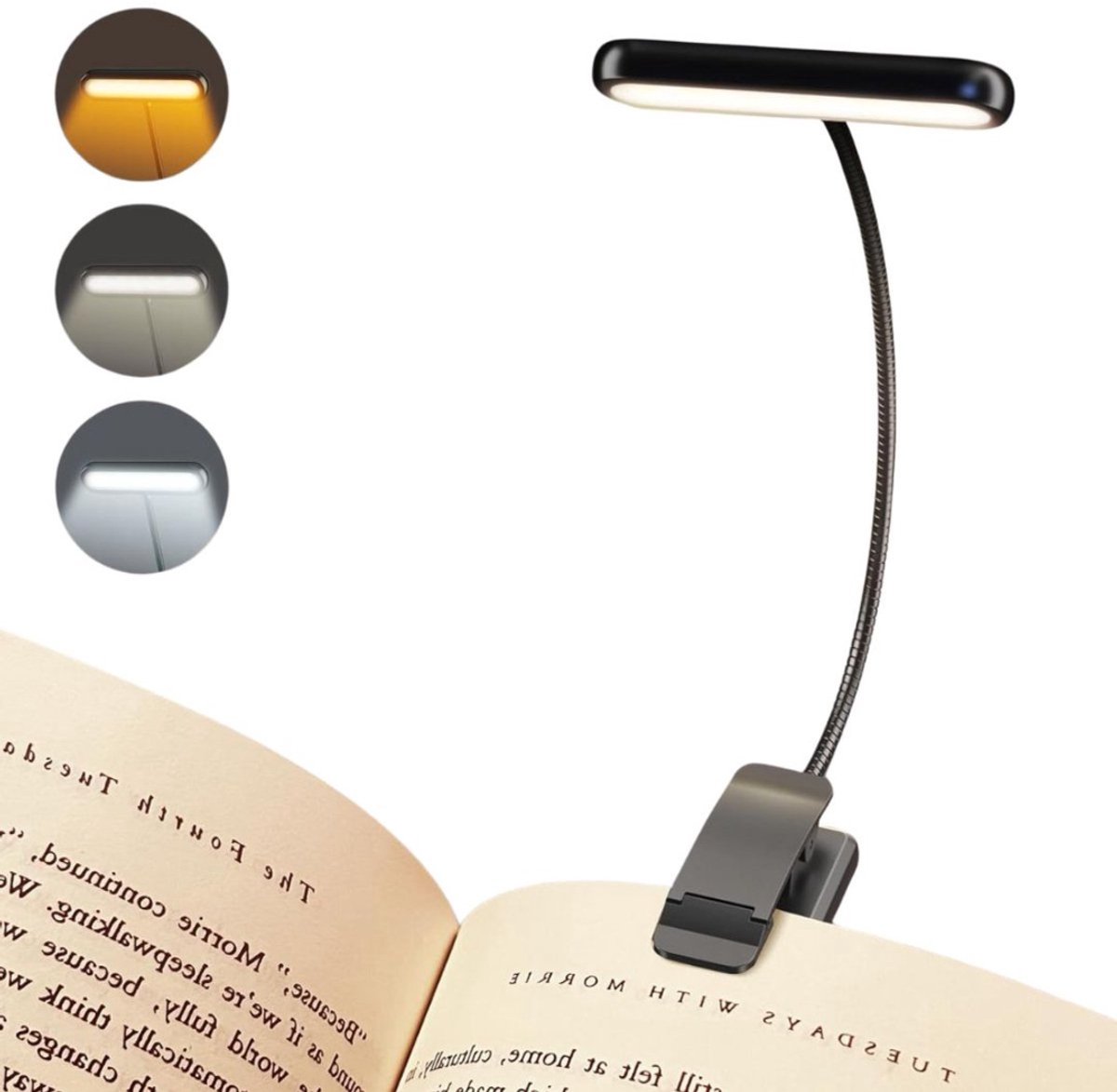 NBAP® Leeslampje voor Boek - Loeplamp voor in Bed - Lamp met Klem - Zwart
