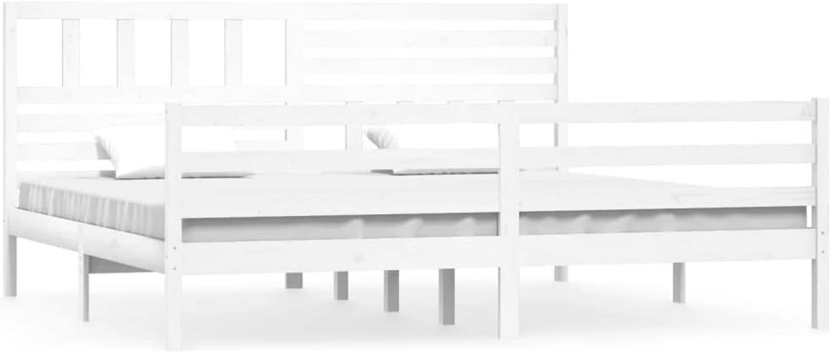 Massief Houten Bedframe 180x200 cm Wit Tweepersoonsbed