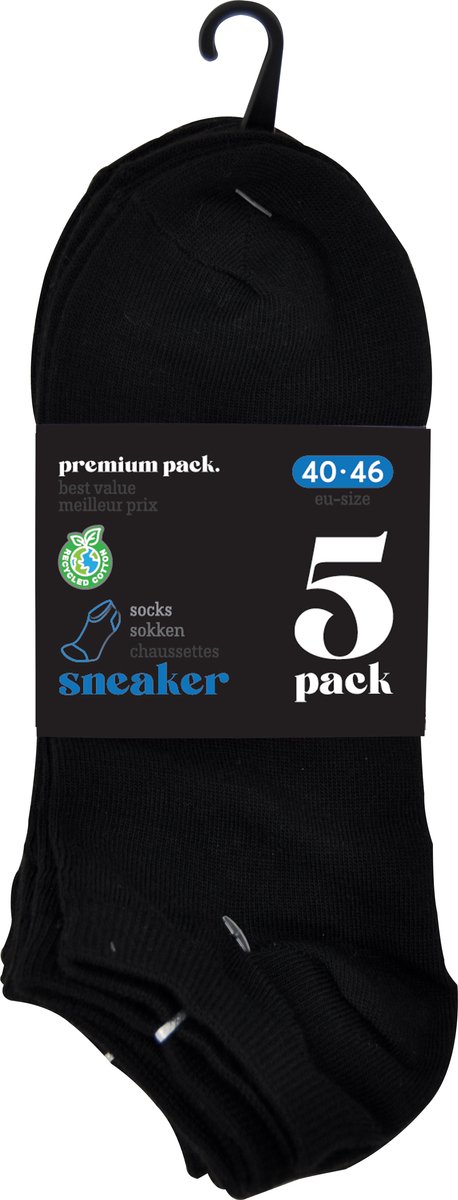 Heren Sneakersokken - mannen maat 40/46 - 10 PAAR - sterke zwarte korte sokjes - enkelsokken - RG cotton