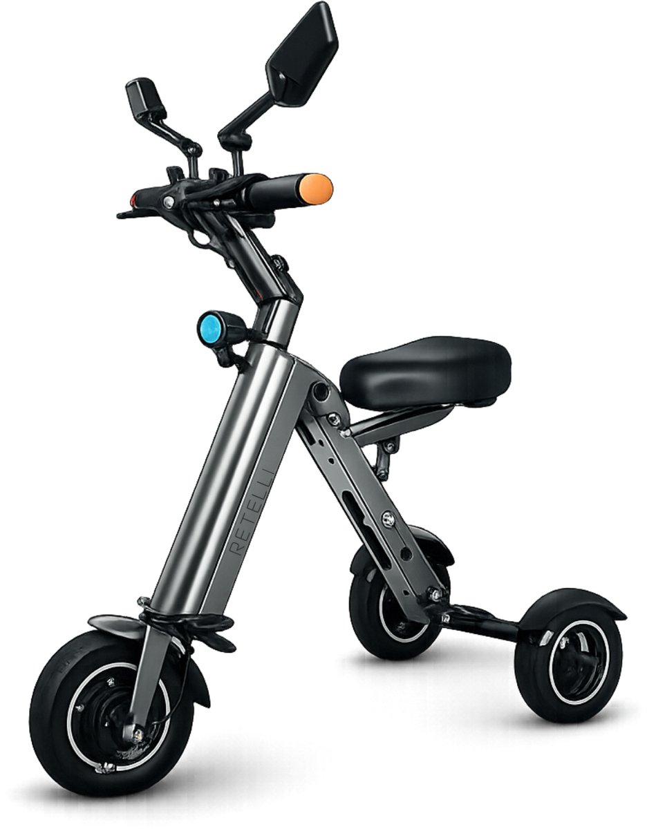 Retelli Mobilino - elektrisch voertuig - titanium - zonder rijbewijs en helmplicht rijden - oplaadbaar & inklapbaar voertuig - 36V8ah - actieradius: 20 / 30 kilometer,