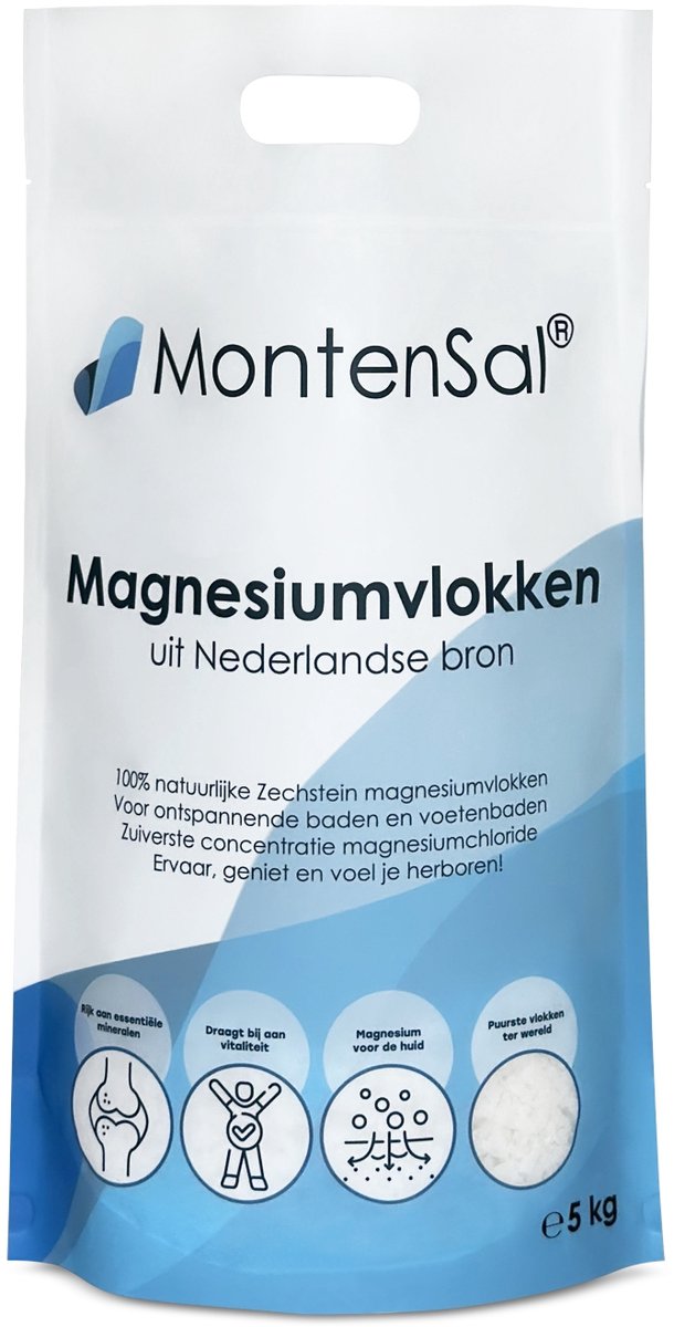 MontenSal - Magnesium Vlokken Kristallen - 5 kg - Uit Nederlandse Bron
