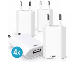 USB adapter - 4 stuks - Oplaad adapter - Wit - USB stekker - Reisstekker - Opladen Blokje - Wereldstekker