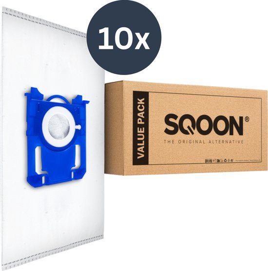 SQOON® Stofzuigerzakken - 10 Stuks - Geschikt voor AEG, Philips, Electrolux, Standaard BAG - Passend in o.a. AEG VX4, VX6, VX8, 6000 serie, GR201 of Philips Active, PowerPro, PerformerPro, PH99, FC8021/03, FC8021/05