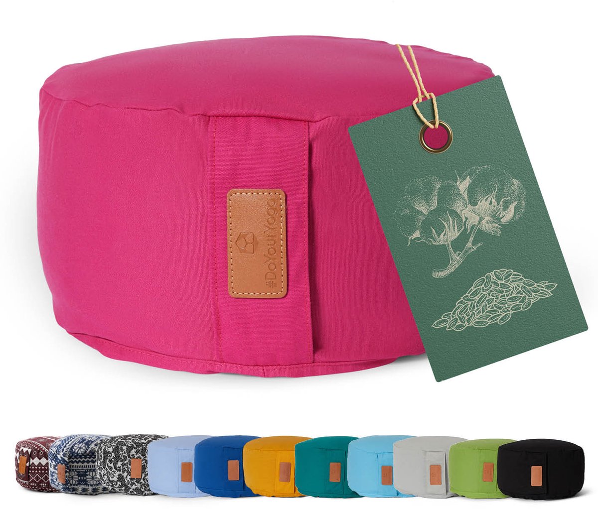 Bol.com #DoYourYoga - Yoga kussen - »Vishnu« - rond meditatiekussen met bio-organische Spelt vulling - H:15cm, diam.30cm - roze aanbieding