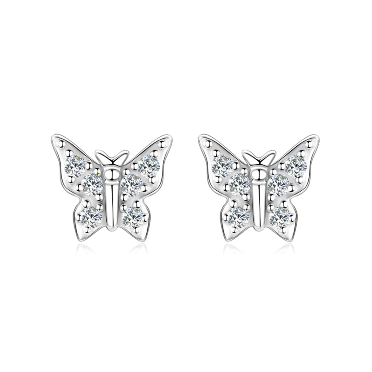 Lumici® Exclusive | GRA Gecertificeerde Moissanite Butterfly Stud Oorbellen - 0.096 CT - D VVS1 - Rhodium Plated S925 - Minimalistische Luxe - Voor Haar - Dagelijks & Feestelijk - Moederdag - Valentijnscadeau - Verrassing - Rhodium