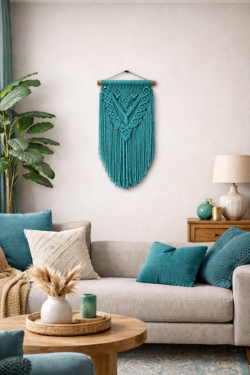 Macrame muur opknoping , home décor, bukuri wand decoratie groen