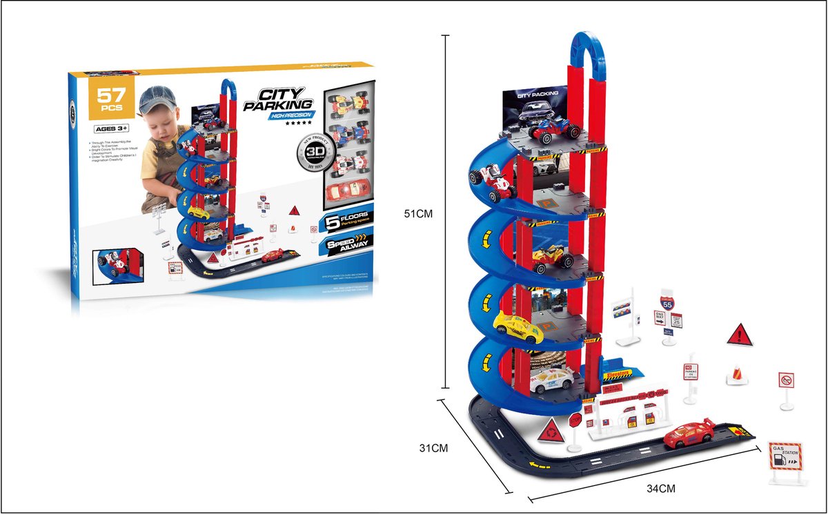 Garage parking 5 verdiepingen + 4 voertuigen en accessoires