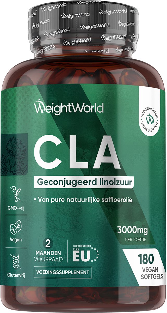 WeightWorld CLA softgels - 3000 mg geconjugeerd linolzuur per portie - 180 softgels voor 2 maanden voorraad